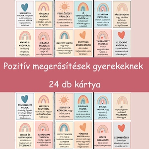 Pozitív megerősítések gyerekeknek  24 db letölthető kártya (PDF) - Meska.hu