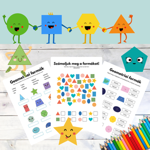 Játszunk a formákkal!  48 oldalas munkafüzet óvodásoknak és kisiskolásoknak, pdf - művészet - grafika & illusztráció - digitális - Meska.hu