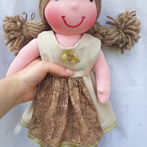 Waldorf jellegű lány baba bársony-karton anyag ruhában; Rongybaba; Játékbaba  - játék & sport - baba & babaház - öltöztethető baba - Meska.hu
