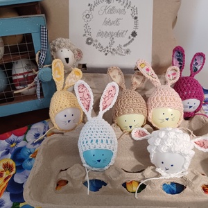 Nyuszifüles és barifüles tojássapka szett - Meska.hu