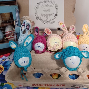 Nyuszifüles és barifüles tojássapka szett - otthon & életmód - dekoráció - asztal és polc dekoráció - asztaldísz - Meska.hu