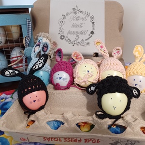 Nyuszifüles és barifüles tojássapka szett - otthon & életmód - dekoráció - asztal és polc dekoráció - asztaldísz - Meska.hu