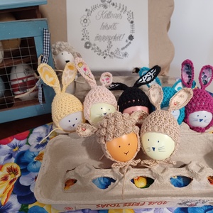 Nyuszifüles és barifüles tojássapka szett - otthon & életmód - dekoráció - asztal és polc dekoráció - asztaldísz - Meska.hu