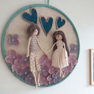 Szerelmes pár makramé falidísz  hortenzia virágokkal, személyre szabható - otthon & életmód - dekoráció - fali és függő dekoráció - falra akasztható dekor - Meska.hu Szerelmes pár makramé falidísz  hortenzia virágokkal, személyre szabható - otthon & életmód - dekoráció - fali és függő dekoráció - falra akasztható dekor - Meska.hu