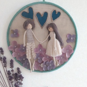 Szerelmes pár makramé falidísz  hortenzia virágokkal, személyre szabható - otthon & életmód - dekoráció - fali és függő dekoráció - falra akasztható dekor - Meska.hu Szerelmes pár makramé falidísz  hortenzia virágokkal, személyre szabható - otthon & életmód - dekoráció - fali és függő dekoráció - falra akasztható dekor - Meska.hu