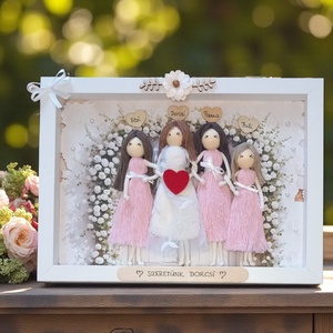 Személyre szabható makramé baba testvéreknek  esküvői emlék 3D képkeretben - otthon & életmód - dekoráció - kép & falikép - 3d képek - Meska.hu