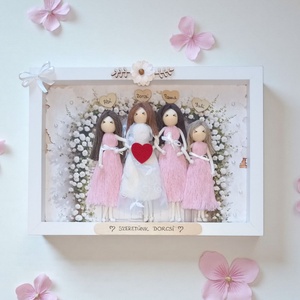 Személyre szabható makramé baba testvéreknek  esküvői emlék 3D képkeretben - otthon & életmód - dekoráció - kép & falikép - 3d képek - Meska.hu