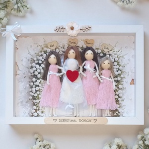 Személyre szabható makramé baba testvéreknek  esküvői emlék 3D képkeretben - otthon & életmód - dekoráció - kép & falikép - 3d képek - Meska.hu