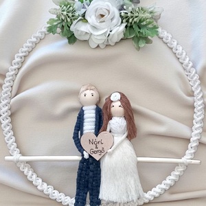 Makramé esküvői emlék  személyre szabható falidísz - otthon & életmód - dekoráció - fali és függő dekoráció - falra akasztható dekor - Meska.hu