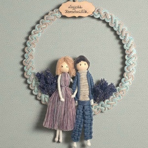 Keresztszülő Ajándék  Egyedi Levendulás Makramé Figurapár Vintage Karikán - Meska.hu