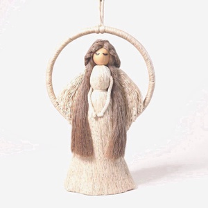 Makramé angyal falidísz � hosszú fehér ruhás, fonal szárnyas angyal makramé karikán - karácsony - karácsonyi lakásdekoráció - karácsonyi lakásdíszek - Meska.hu