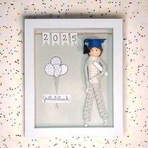 Ballagási ajándék - Személyre szabható makramé fiú 3D képkeretben - otthon & életmód - dekoráció - kép & falikép - 3d képek - Meska.hu