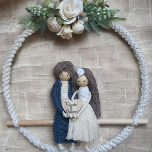 Makramé esküvői emlék � személyre szabható falidísz - otthon & életmód - dekoráció - fali és függő dekoráció - falra akasztható dekor - Meska.hu