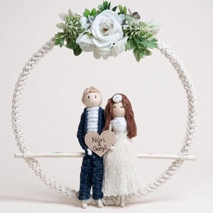 Makramé esküvői emlék � személyre szabható falidísz - otthon & életmód - dekoráció - fali és függő dekoráció - falra akasztható dekor - Meska.hu