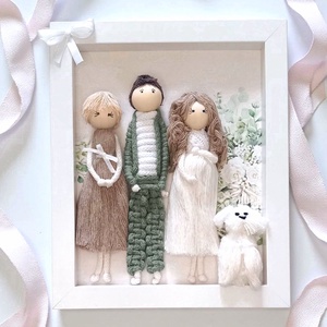 Makramé szülőköszöntő kép esküvőre, személyre szabhatószülőköszöntő ajándék személyreszabott figurákkal - Meska.hu