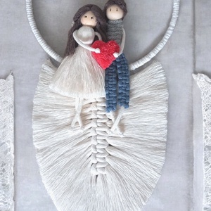 Valentin napi szerelmespár falidísz , Otthon & Életmód, Dekoráció, Fali és függő dekoráció, Falra akasztható dekor, Baba-és bábkészítés, Csomózás, MESKA