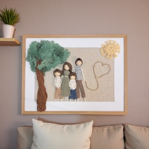 Személyre szabható 3D makramé családi fonalkép izlandi zuzmóval � egyedi kézzel készült falikép ajándékba - otthon & életmód - dekoráció - kép & falikép - 3d képek - Meska.hu