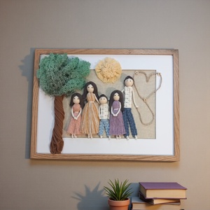 Személyre szabható 3D makramé családi fonalkép izlandi zuzmóval � egyedi kézzel készült falikép ajándékba - otthon & életmód - dekoráció - kép & falikép - 3d képek - Meska.hu