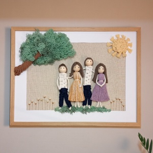 Személyre szabható 3D makramé családi fonalkép izlandi zuzmóval � egyedi kézzel készült falikép ajándékba - Meska.hu