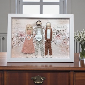 Egyedi szülőköszöntő ajándék � 3D makramé családi kép - esküvő - emlék & ajándék - szülőköszöntő ajándék - Meska.hu