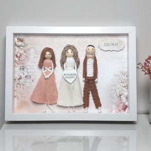 Egyedi szülőköszöntő ajándék � 3D makramé családi kép - esküvő - emlék & ajándék - szülőköszöntő ajándék - Meska.hu