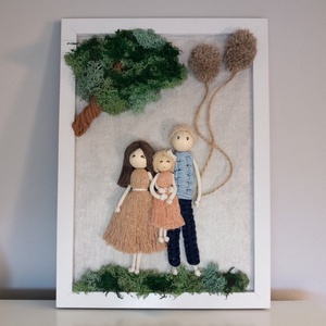 3D makramé családi kép izlandi zuzmóval � személyre szabható ajándék - otthon & életmód - dekoráció - kép & falikép - 3d képek - Meska.hu