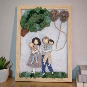 3D makramé családi kép izlandi zuzmóval � személyre szabható ajándék - otthon & életmód - dekoráció - kép & falikép - 3d képek - Meska.hu