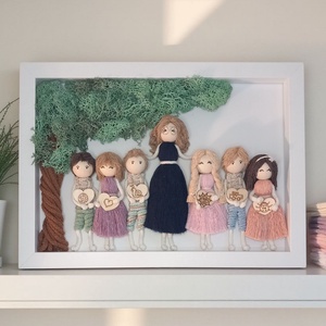 Búcsúztató ajándék óvónőnek � Személyre szabható makramé 3D kép ballagó ovisokkal (21x30 cm) - Meska.hu