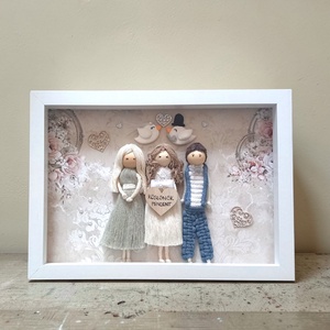 Szülőköszöntő ajándék esküvőre � egyedi makramé családi kép, személyre szabható, 21�30 cm - esküvő - emlék & ajándék - szülőköszöntő ajándék - Meska.hu