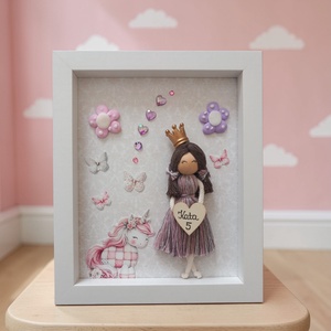 Születésnapi ajándék kislánynak � személyre szabott makramé falikép unikornissal, névvel (20x25 cm) - otthon & életmód - dekoráció - kép & falikép - 3d képek - Meska.hu