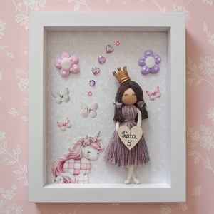 Születésnapi ajándék kislánynak � személyre szabott makramé falikép unikornissal, névvel (20x25 cm) - Meska.hu