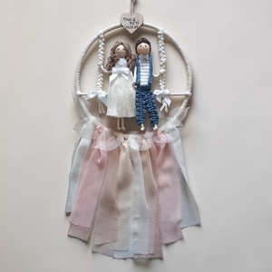 Egyedi esküvői makramé falidísz � menyasszony és vőlegény, névvel � személyre szabható nászajándék - esküvő - emlék & ajándék - nászajándék - ceremónia szett - Meska.hu