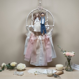 Egyedi esküvői makramé falidísz � menyasszony és vőlegény, névvel � személyre szabható nászajándék - esküvő - emlék & ajándék - nászajándék - ceremónia szett - Meska.hu