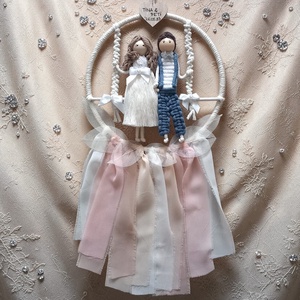 Egyedi esküvői makramé falidísz � menyasszony és vőlegény, névvel � személyre szabható nászajándék, Esküvő, Emlék & Ajándék, Nászajándék, Ceremónia szett, Baba-és bábkészítés, Csomózás, MESKA