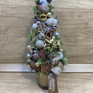 Arany örök karácsonyfa, Karácsony, Adventi díszek, Adventi asztaldísz, Virágkötés, MESKA