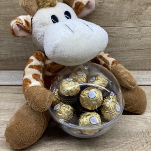 Ferrero bonbonos gömb zsiráffal, Otthon & Életmód, Dekoráció, Virágdísz és tartó, Virágbox, virágdoboz, Virágkötés, MESKA