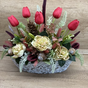 Tulipános sírdísz 2, Otthon & Életmód, Vallás, Temetkezési tárgy, Virágkötés, MESKA