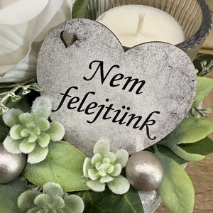 Szív alakú sírdísz fehér rózsákkal - otthon & életmód - vallás - temetkezési tárgy - Meska.hu