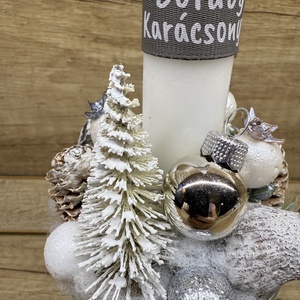 Ezüst adventi asztaldísz - karácsony - karácsonyi lakásdekoráció - ünnepi asztaldekoráció - Meska.hu