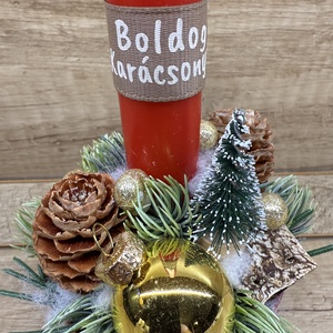 Piros adventi asztaldísz - karácsony - karácsonyi lakásdekoráció - ünnepi asztaldekoráció - Meska.hu