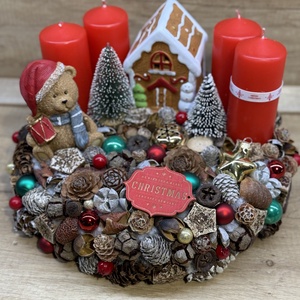 Adventi koszorú   mézeskalács házikóval - Meska.hu