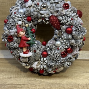 Adventi koszorú  kerámia figurával - karácsony - adventi díszek - adventi gyertyadíszek és koszorúdíszek - Meska.hu