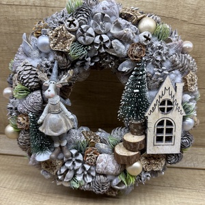 Téli kopogtató kerámia szarvassal - Meska.hu