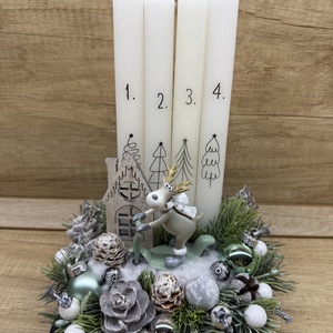 Téli kopogtató kerámia szarvassal - karácsony - adventi díszek - adventi ajtódísz - Meska.hu