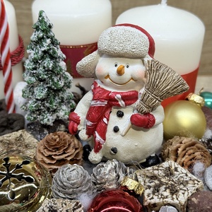 Adventi koszorú  hóemberrel - karácsony - adventi díszek - adventi gyertyadíszek és koszorúdíszek - Meska.hu