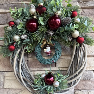 Kopogtató gömbökkel, Karácsony, Adventi díszek, Adventi ajtódísz, Virágkötés, MESKA