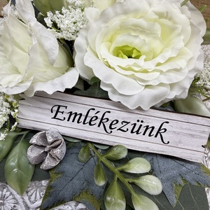 Sírdísz fehér liziantusszal 2 - otthon & életmód - vallás - temetkezési tárgy - sírdísz, kegyeleti dísz - Meska.hu