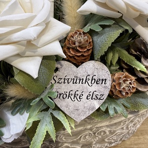 Tulipános rózsás sírdísz szívvel - otthon & életmód - vallás - temetkezési tárgy - sírdísz, kegyeleti dísz - Meska.hu