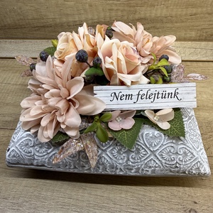 Sírdísz rózsaszín rózsákkal, Otthon & Életmód, Vallás, Temetkezési tárgy, Sírdísz, kegyeleti dísz, Virágkötés, MESKA