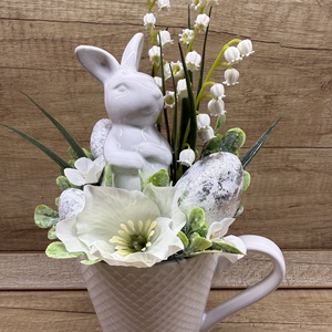 Húsvéti asztali dísz fehér nyuszival 1 - Meska.hu